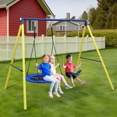 Dexmalle Indoor/Outdoor Metal Swing Set With Safety Belt 3 Dexmalle Indoor/Outdoor Metal Swing Set With Safety Belt