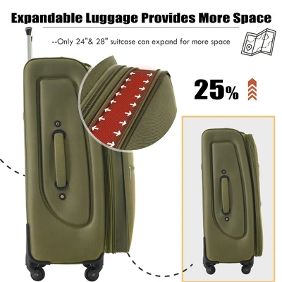 Dexmalle Softside Luggage Expandable 3 Piece Set Suitcase 10 Dexmalle Softside Luggage Expandable 3 Piece Set Suitcase - Image 8