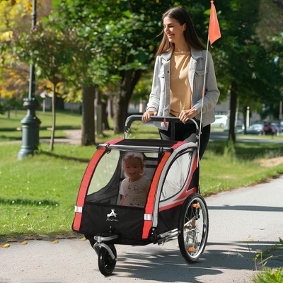 Dexmalle Walk/Ride Child Baby Bike Trailer For Kids 2 Seater 3 Dexmalle Walk/Ride Child Baby Bike Trailer For Kids 2 Seater
