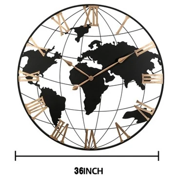 Dexmalle 36 Inch Extra Giant Large Black Metal Wall Clock 11 Dexmalle 36 Inch Extra Giant Large Black Metal Wall Clock - Image 9