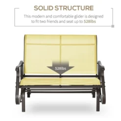 Dexmalle Beige Patio Glider Bench With Powder Coated Steel Frame -Fradel & Spies GUEST e590d6c5 e18e 42a5 94bf e7dcbaf99ec9