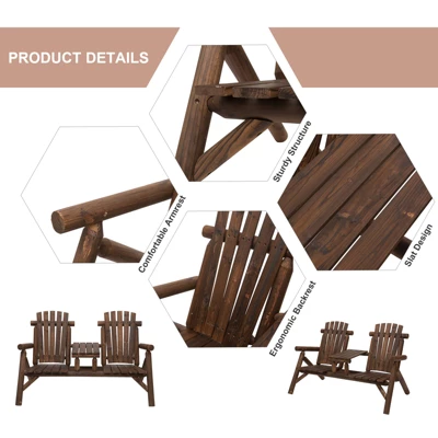 Dexmalle 2-Seat Wooden Adirondack Chair 6 Dexmalle 2-Seat Wooden Adirondack Chair - Image 4