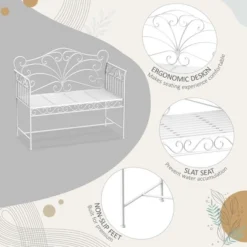 Dexmalle Patio Garden Bench With Armrests,Backyard/Poolside -Fradel & Spies GUEST ecd1d6d0 8fe4 4482 bd39 44d4d26853c0