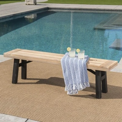 Dexmalle Patio Bench With Slat Panel,Outdoor 3 Dexmalle Patio Bench With Slat Panel,Outdoor