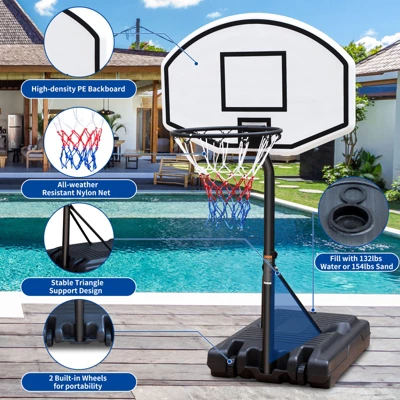 Dexmalle 3.1ft To 4.7ft Height-Adjustable Basketball System Goal Stand For Kids 9 Dexmalle 3.1ft To 4.7ft Height-Adjustable Basketball System Goal Stand For Kids - Image 7