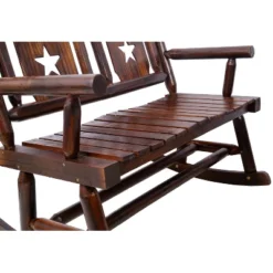 Dexmalle Rustic Outdoor Wood Rocking Bench,Garden/Backyard, -Fradel & Spies GUEST f2e165be 7dc9 495b 8d73 6840dde34bc2