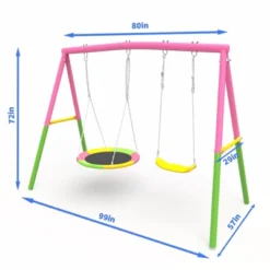 Dexmalle 440lbs Swing Set With Heavy-Duty A-Frame Metal -Fradel & Spies GUEST f70d8ac8 b2f2 4838 b4aa aabb3d89b75b