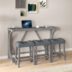 Dexmalle Set Of 4 Industrial Breakfast Table Set,Living/Dining Room