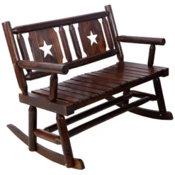 Dexmalle Rustic Outdoor Wood Rocking Bench,Garden/Backyard, -Fradel & Spies GUEST f82bf9cc 641a 468c ba42 3d96343dbdb2