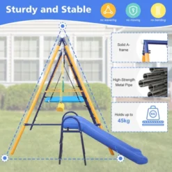Dexmalle Outdoor A-Frame Heavy-Duty Metal Swing Sets With Slide -Fradel & Spies GUEST f9345b7a 1fa6 4ba8 96a6 d09b443ecee4
