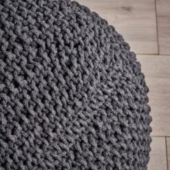 Dexmalle Dark Gray Knitted Cotton Pouf Cube Pouf -Fradel & Spies GUEST f99f5f90 6b9f 4ed7 b722 5f19e90a5c99