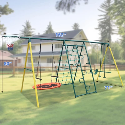 Dexmalle Indoor/Outdoor Metal Swing Set 3 Dexmalle Indoor/Outdoor Metal Swing Set