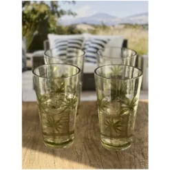 Dexmalle Palm Tree Design Acrylic Glasses Drinking Set Of 4 Hi Ball