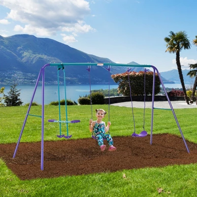 Dexmalle Metal Swing Set With Glider 4 Dexmalle Metal Swing Set With Glider - Image 2