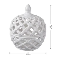 Dexmalle White Ceramic Lidded Jar With Lattice Design -Fradel & Spies GUEST ffd984fd f6bd 4dab ab24 2c93387dd314